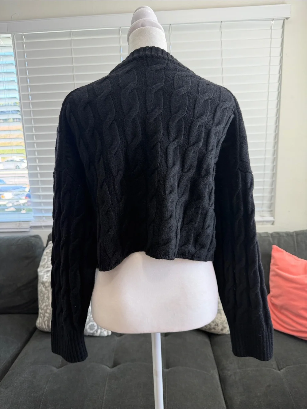 Babaton Black Cable Knit Crewneck Sweater - Men
